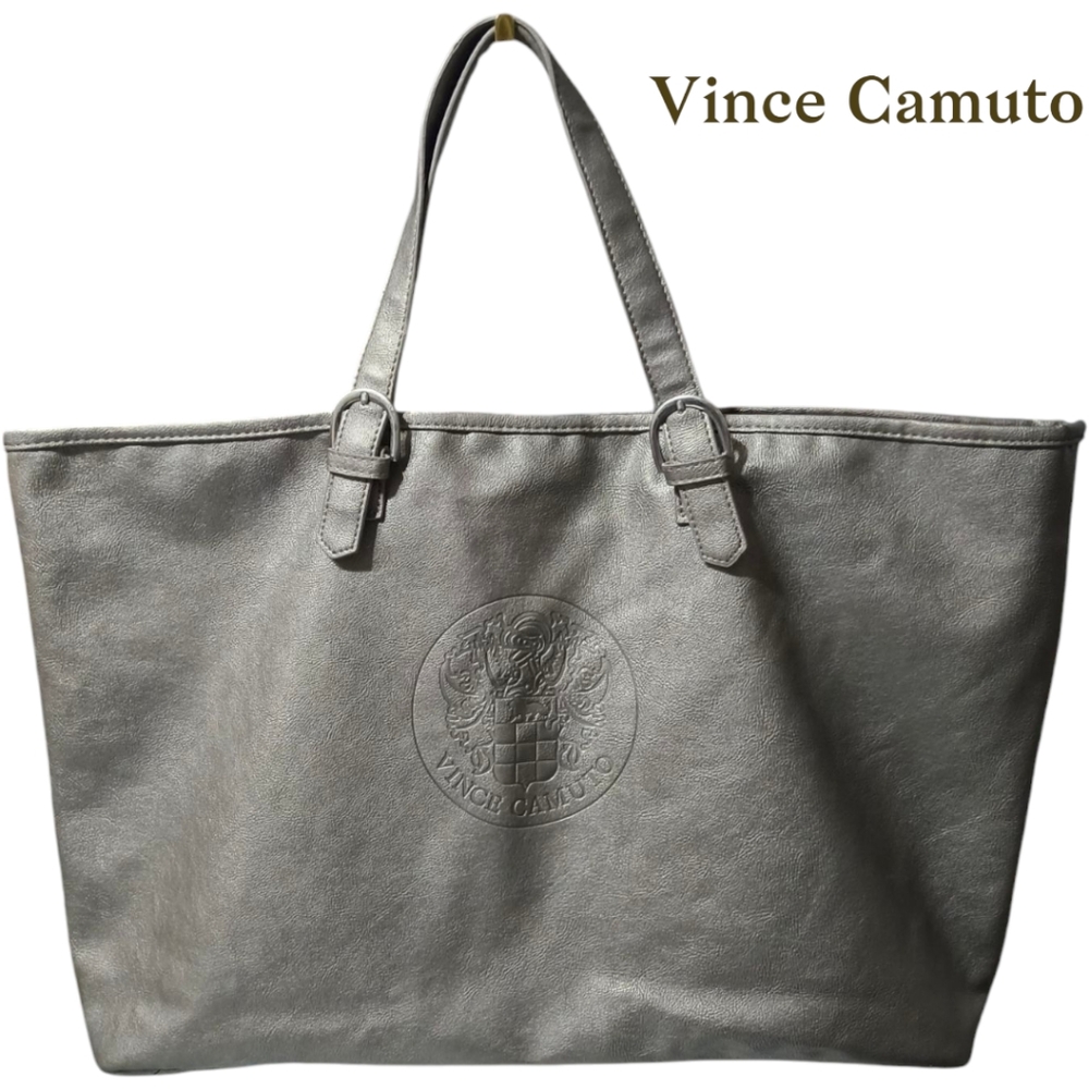 Vince Camuto Silver Grey Vegan Tote Bag - Preppy Tote Carryall
